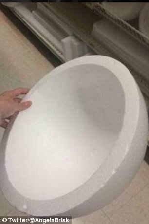 The bowl in question. Where's a bloke supposed to stick his wanger? Credit: Twitter/Angela Brisk
