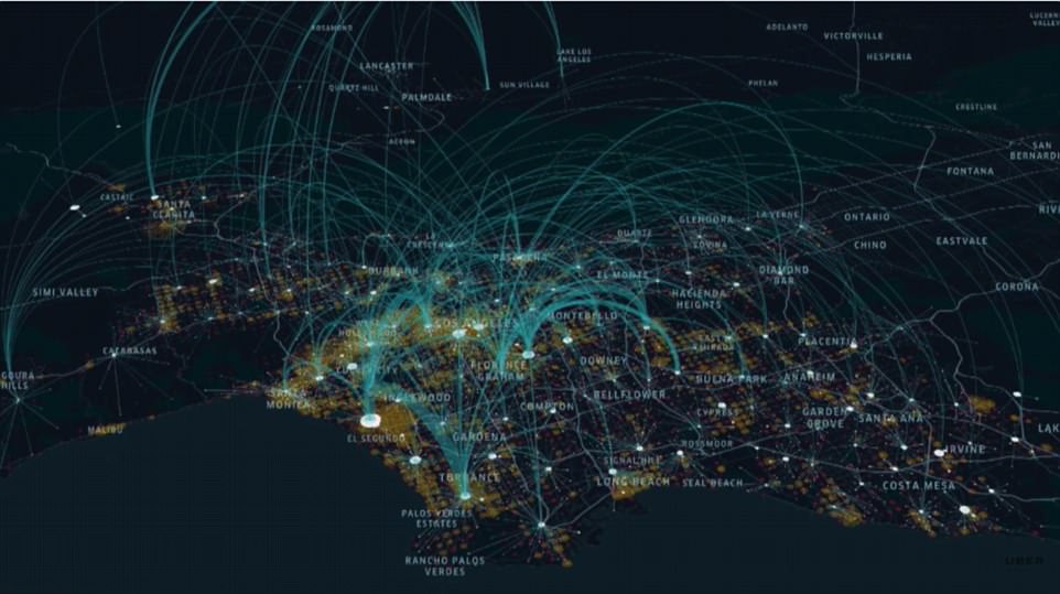A potential flight map detailing just how much coverage these things would have. Credit: UberX