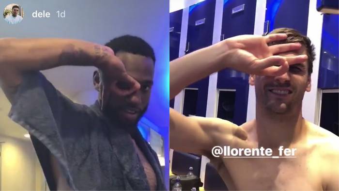 His Spurs teammates have a crack at it. With varying results. Credit: Dele/Instagram