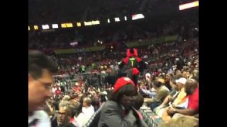 Atlanta Hawks Mascot Crushes His Nuts On A Rail