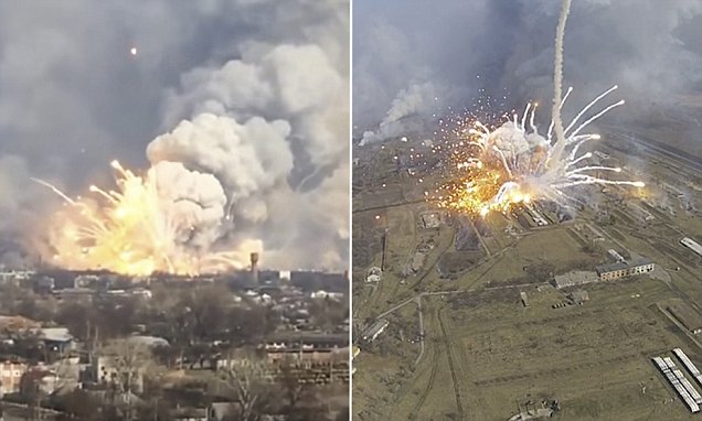 Ukrainan Warehouse Packed With Weapons Explodes, Missiles Fly Everywhere