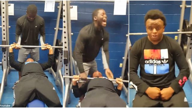 Guy Bets $20 He Can Bench 185lbs But Suffers A Hilarious Gym Accident