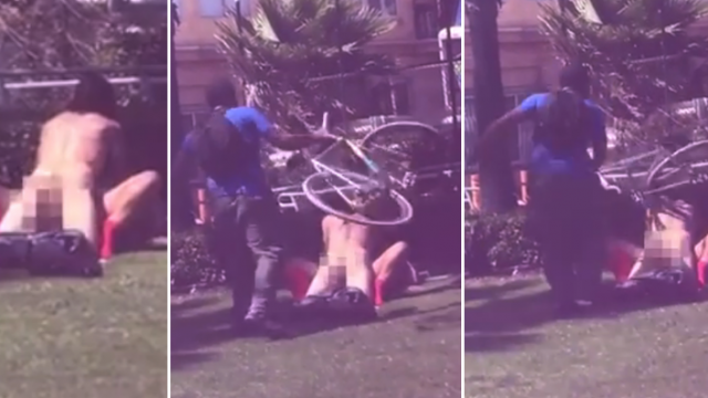 Man Cracks Dude On The Head With A Bicycle After Catching Couple Having Sex In Public Park