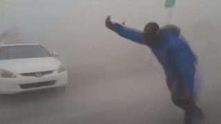Extreme Meteorologist Leaves His Car To Take Hurricane Irma Head On