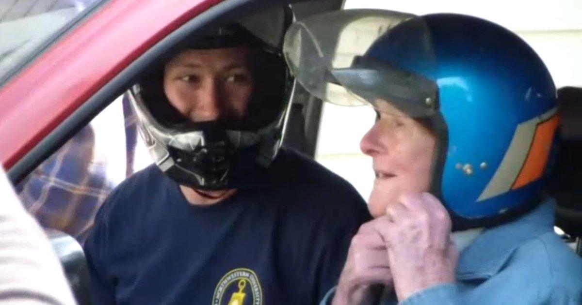 91 Year-Old Legend Fulfils His Dream of Crashing Through a Garage Door