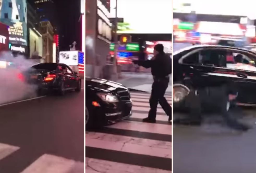 Incredible Video Shows NYPD Cop Get Hit By A Mercedes-Benz Drifting Through Times Square