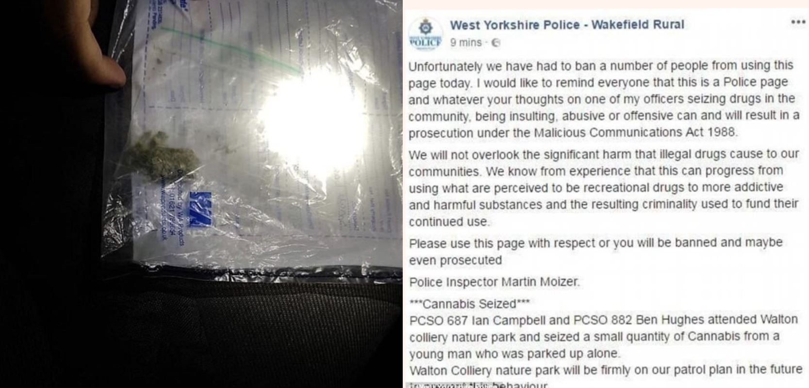 The Internet roasts police after posting tiny cannabis haul on social media