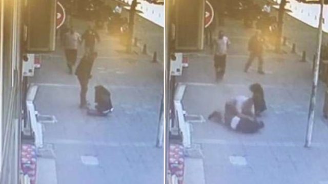 Legend spots man beating his ex-wife in the street so knocks him out with a flying headbutt