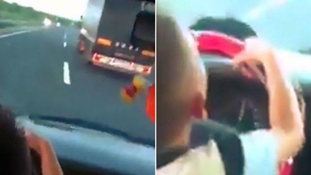 7 year old goes flying down the highway and burns off a massive truck