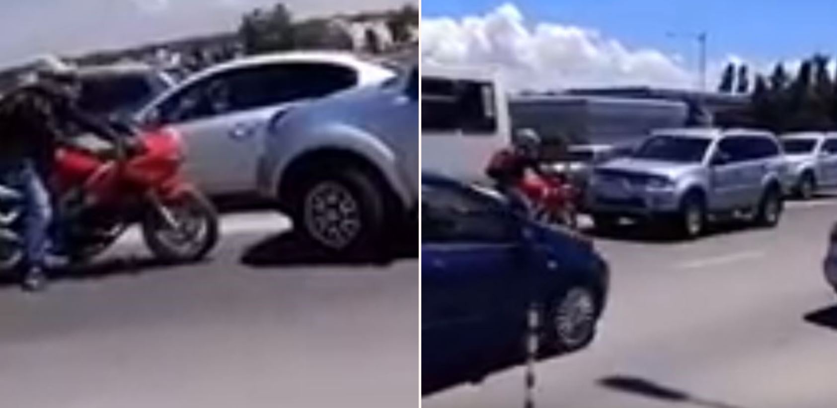 Biker brilliantly confronts SUV driver who tries to cut traffic