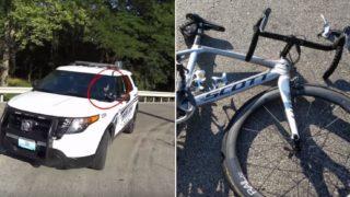 Cop busy texting on his phone drives his car straight into a cyclist