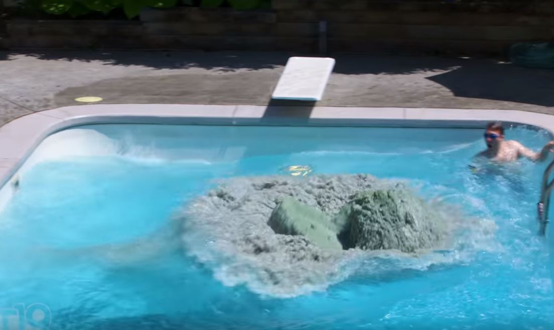 Biggest Ever Bath bomb Chucked Into Swimming Pool