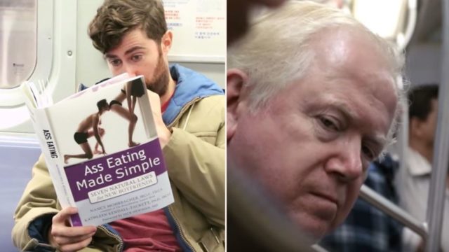 Guy takes fake book covers onto the train to see how people react