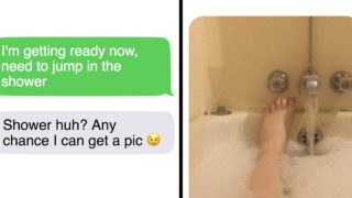 Bloke gets more than he bargained for when hassling chick for shower pics