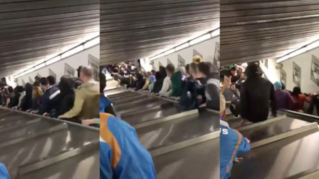 Rome escalator takes Russian soccer fans to Destination F**ked!