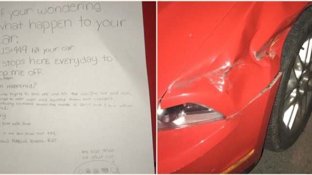 Honest sixth grader leaves detailed note after bus driver hit and run