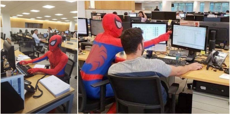 Bloke quits his job and turns up dressed as Spider-Man for last day
