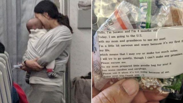 Mum with baby on flight provides goodie bags for 200 passengers
