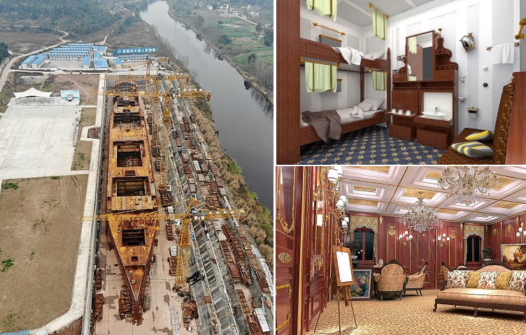 Photographs of $220 million Chinese Titanic replica is starting to come  together