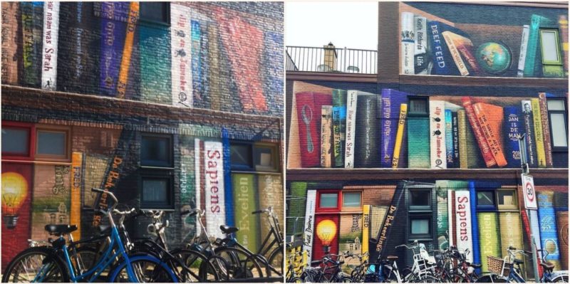 Artist transforms apartment block into mural of residents favourite books