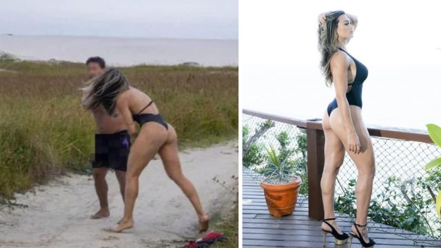 Bloke exposes himself to female MMA fighter on beach, she responds