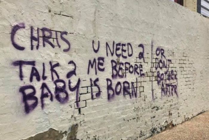 Sheila graffitis around whole city trying to contact unborn child’s father