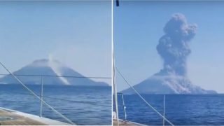 Bloke captures huge volcano eruption from his nearby sailboat