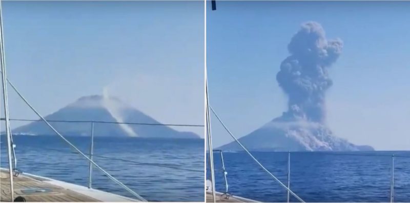 Bloke captures huge volcano eruption from his nearby sailboat
