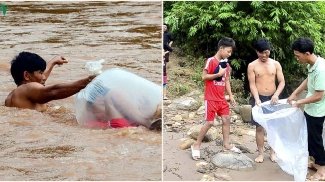 Children in Vietnam have a novel way of getting across river to go to school