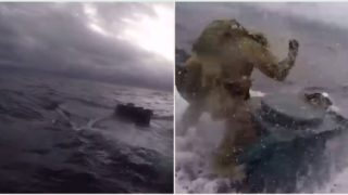 Coastguard jumps onto moving submarine filled with $500 million worth of drugs