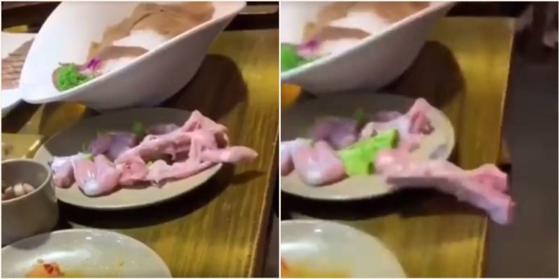 Video of raw meat wiggling it’s way off the table is freaking people out