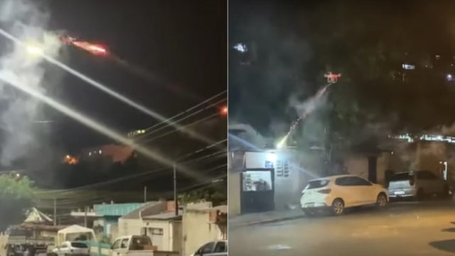 Annoyed by loud music, bloke uses drone to shoot fireworks at neighbours