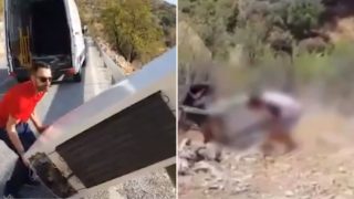 Bloke throws fridge down cliff before cops make him go and get it