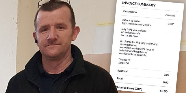 Plumber hits legendary status after refusing payment from elderly woman