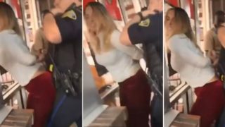 Sheila attempts to aggressively seduce cop who is placing her under arrest after too many beverages
