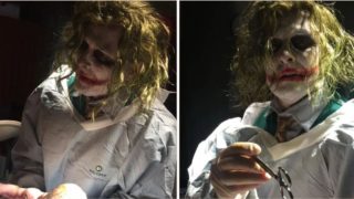This doctor delivered a Halloween baby dressed as the Joker