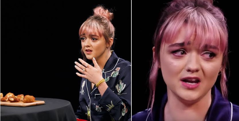 Maisie Williams shivers uncontrollably while eating hot wings and talking Game Of Thrones