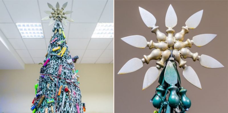 A Lithuanian Airport made a bloody big Christmas Tree entirely of confiscated items
