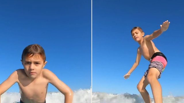 GoPro catches moment shark knocks 7-year-old boy from his surfboard