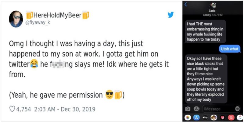 Bloke’s shares his son’s NSFW exploding pants story on Twitter