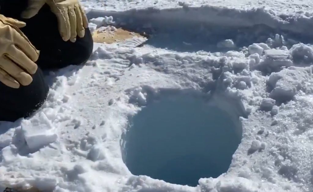 Viral video shows what happens when dropping ice down a super deep hole