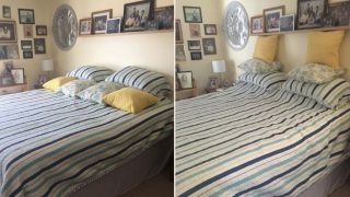 Wife documents husband’s attempts to make the bed after doing it herself for 45 years