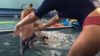 Tiktok clip showing baby ‘swimming lessons’ sparks heated debate online