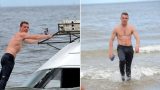 Shirtless bloke swims to sunken van to save his durries