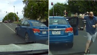 Road rage d**khead tries to intimidate sheila, justice is restored