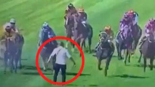 F@*#en lunatic runs onto racecourse during event