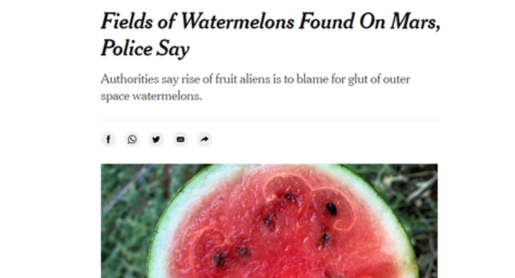 New York Times accidentally publishes story about watermelons on Mars