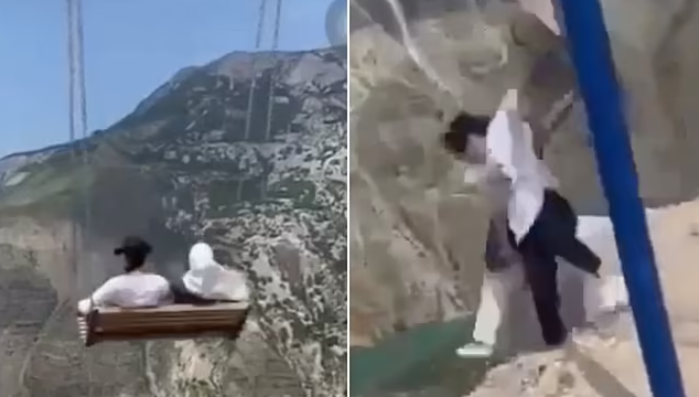 Terrifying video shows moment swing breaks and ejects two girls off Europe’s deepest cliff