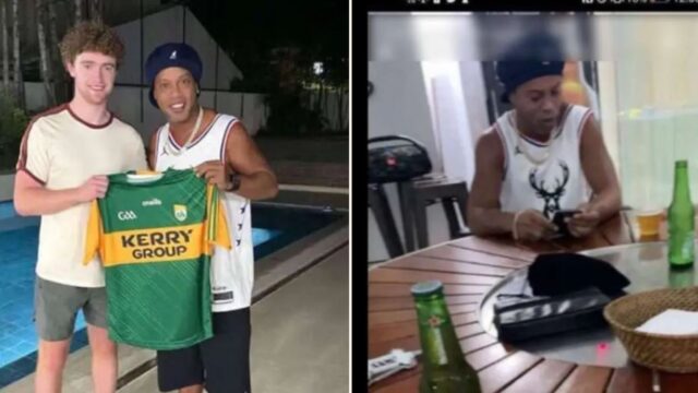 Irish bloke befriends Ronaldinho and heads to his place for keepie-uppies and beer!
