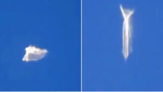 Shocked plane passenger films “shape-shifting” UFO hovering 30,000ft in the air